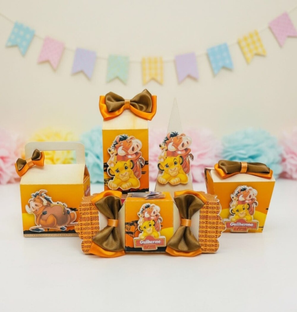 10 Caixinhas Personalizadas para festa - Rei Leão