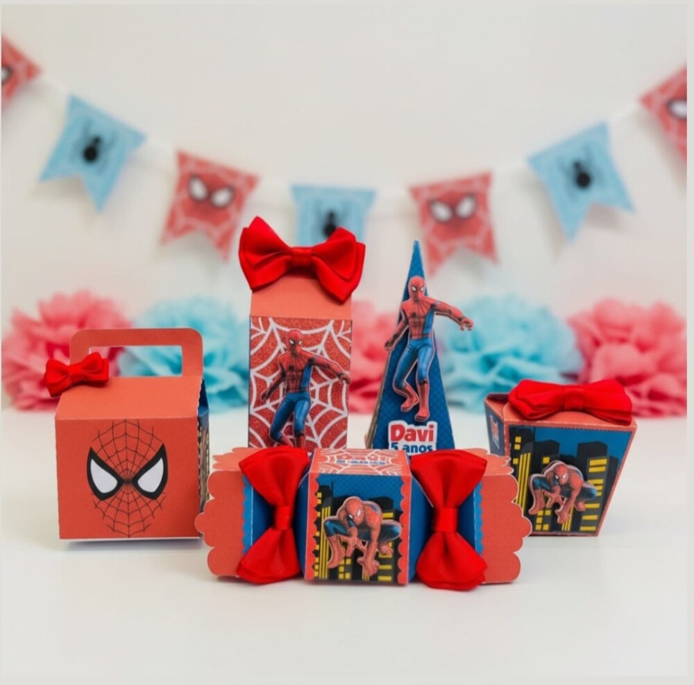 10 Caixinhas Personalizadas para festa - Homem Aranha