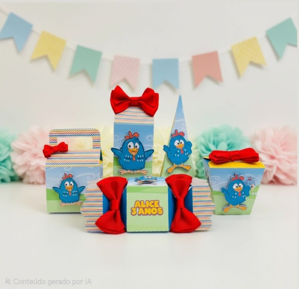 10 Caixinhas Personalizadas para festa - Galinha Pintadinha