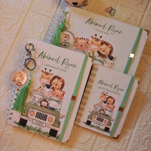 Kit Caderneta de Vacina, Livro do Bebê e Porta Documentos