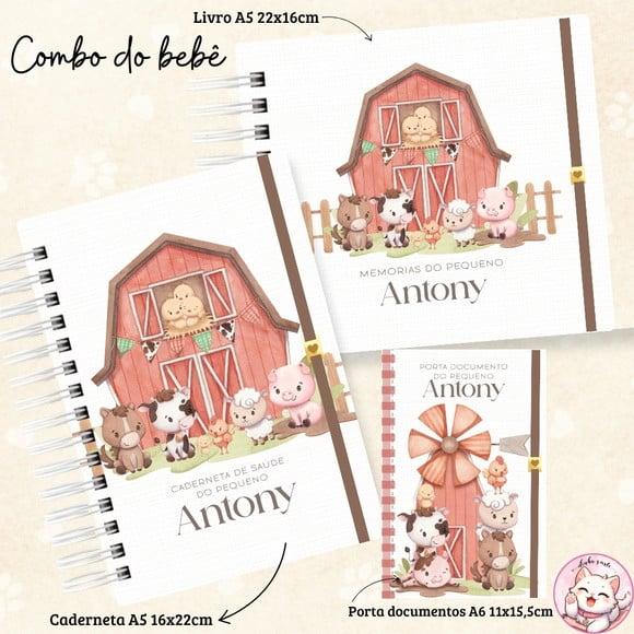 Kit Caderneta de Vacina, Livro do Bebê Fazendinha Baby