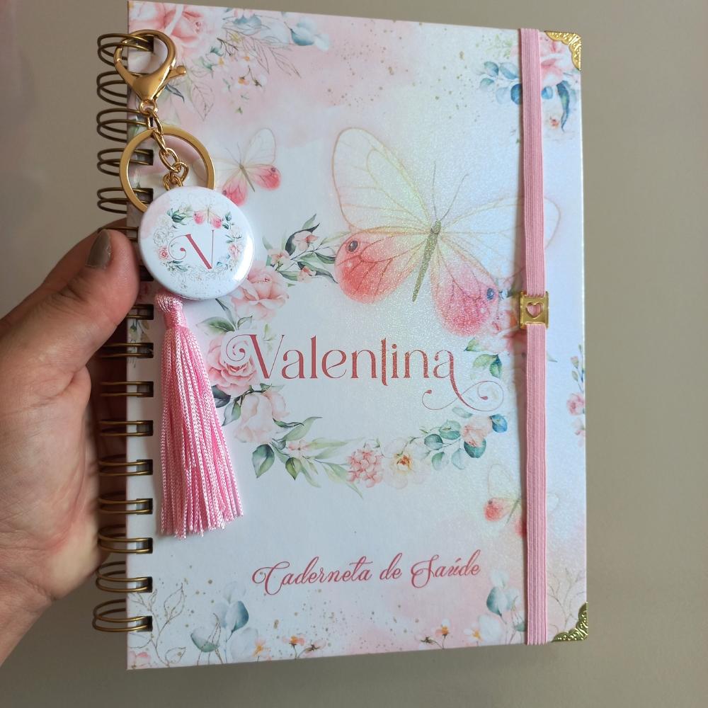 Caderneta de Vacina Borboleta Personalizada Luxo Bebê