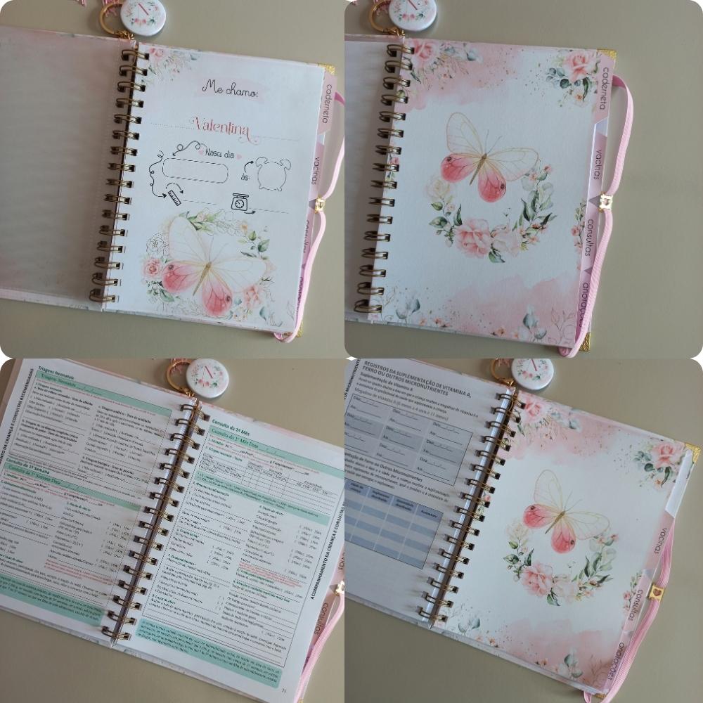 Caderneta de Vacina Borboleta Personalizada Luxo Bebê