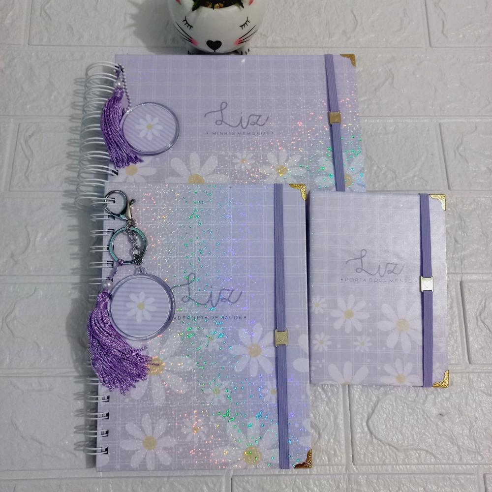 Kit Bebê Margaridas Personalizado com Caderneta e Livro do Bebê