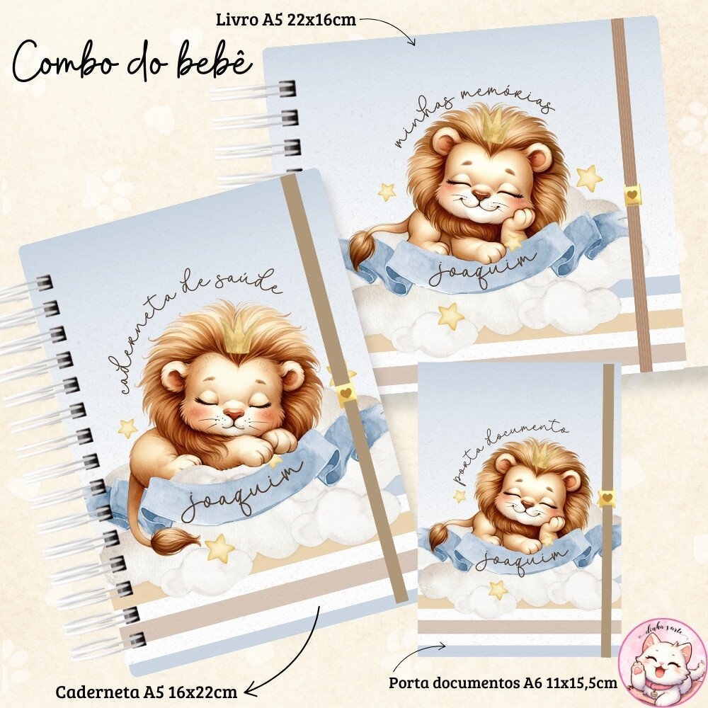 Kit Caderneta de Vacina, Livro do Bebê Leãozinho 01