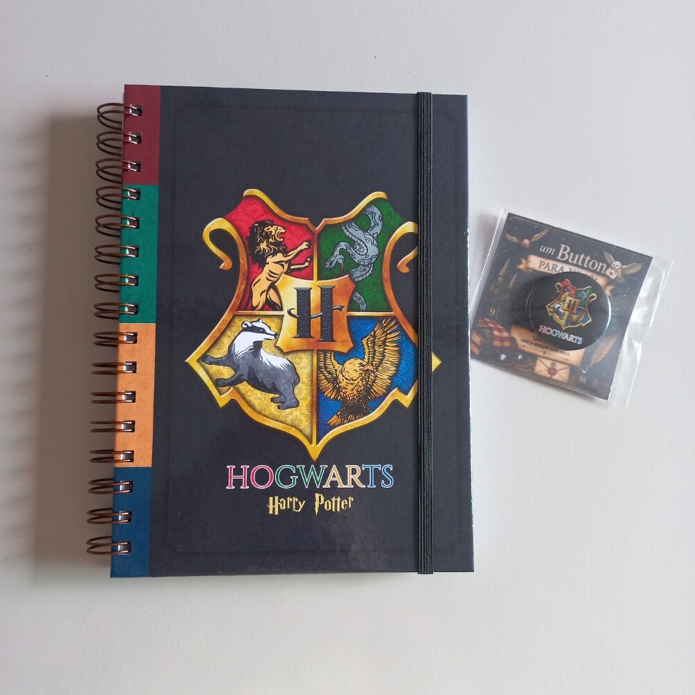 Caderno Hogwarts Harry Potter Personalizado com Button Brochê |