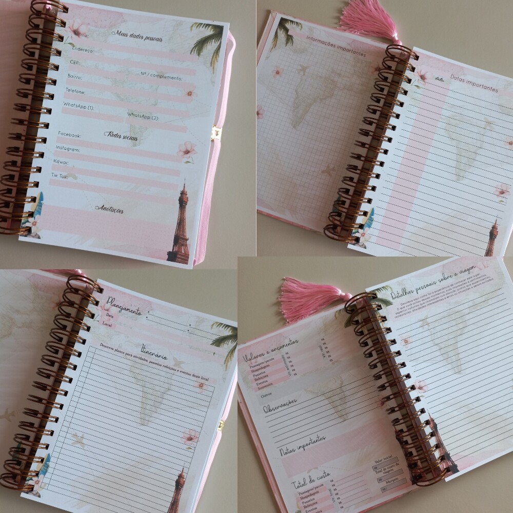 Diário de Viagem Personalizado A5 | Planner de Viagem com Fotos