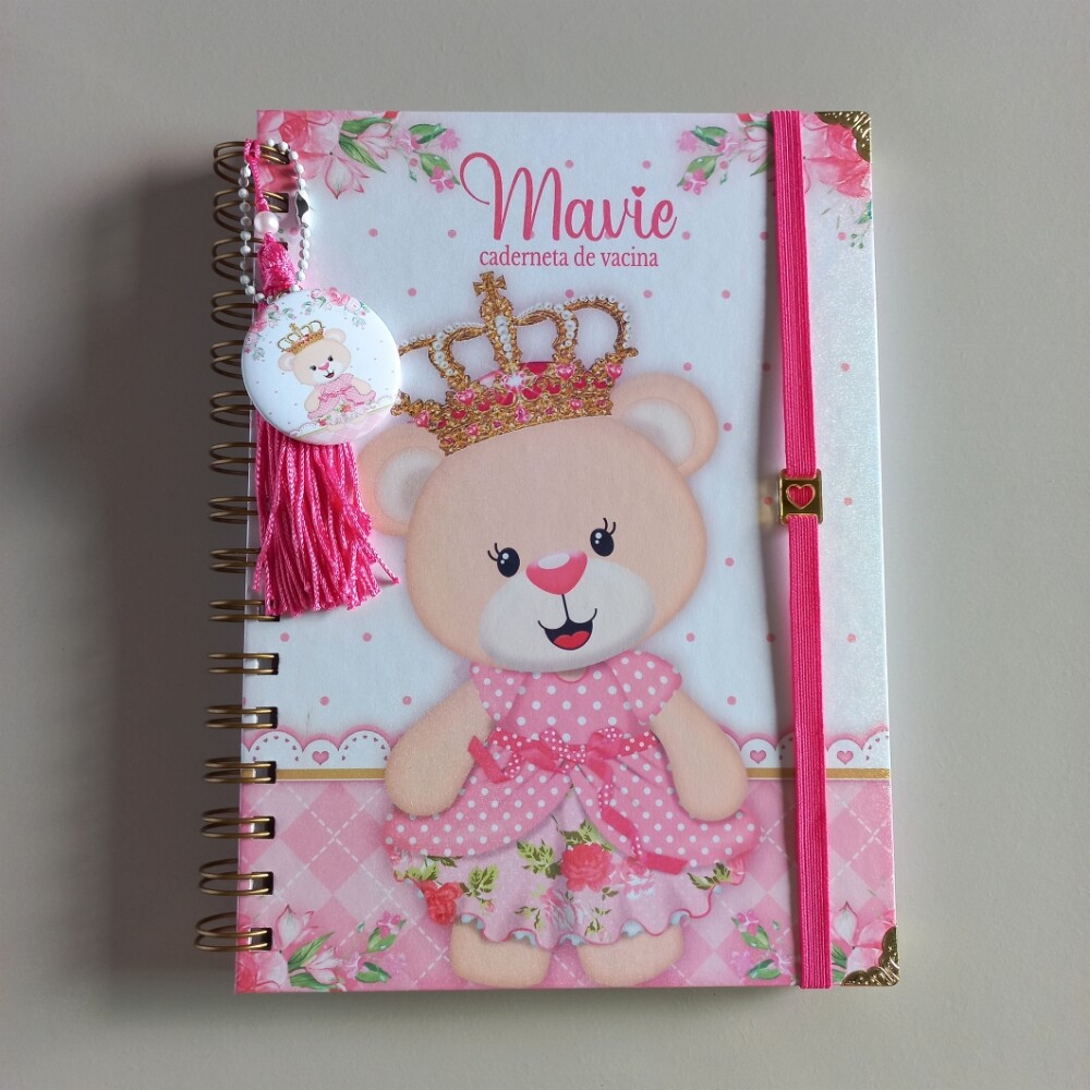 Caderneta de Vacinação Ursinha Personalizada Menina