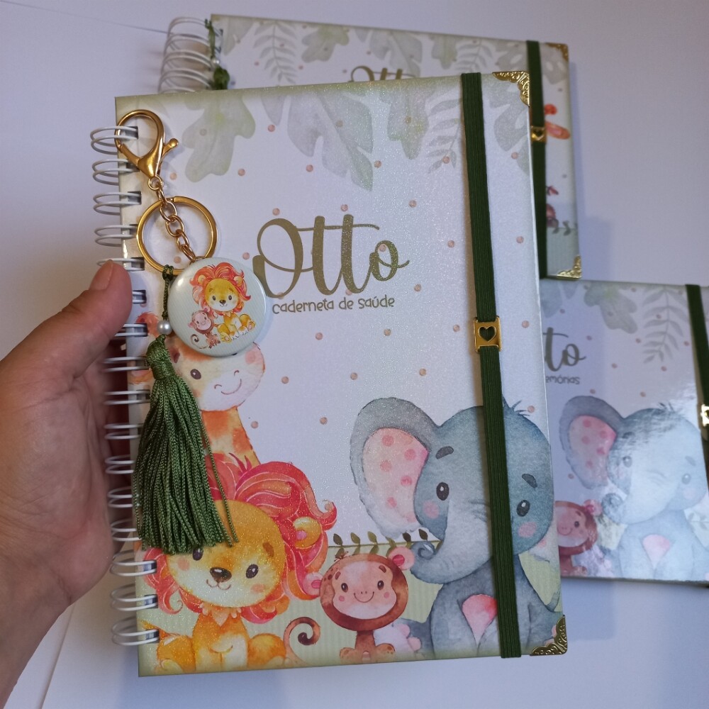 Kit Bebê Personalizado Safari Caderneta de Saúde  Livro do Beb?