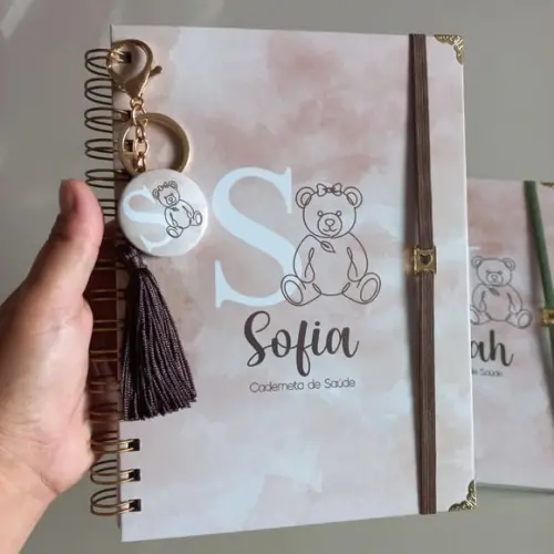 Caderneta Bebê Personalizada Minimalista com Nome Luxo
