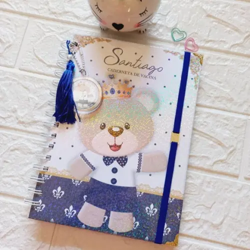 Caderneta de Saúde do Bebê Ursinho Príncipe Personalizada