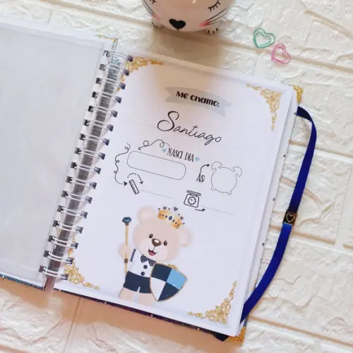 Caderneta de Saúde do Bebê Ursinho Príncipe Personalizada