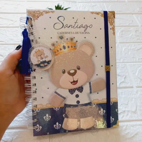 Caderneta de Saúde do Bebê Ursinho Príncipe Personalizada