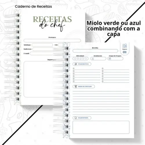 Caderno de Receitas Da(o) Chef - Feminino e Masculino