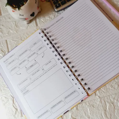 Caderno Controle Financeiro A5 Personalizado para Organização