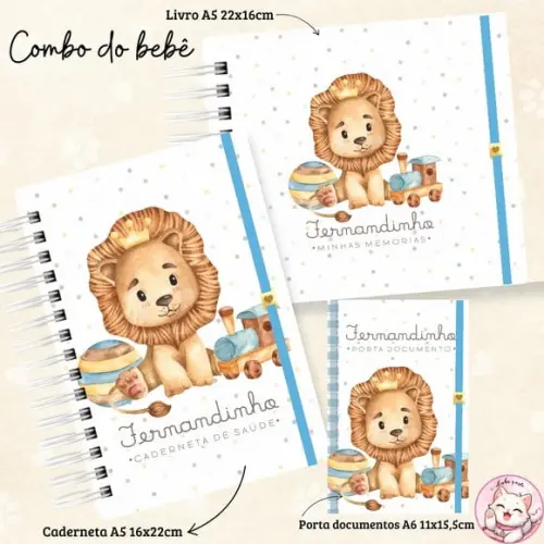Kit Caderneta de Vacina, Livro do Bebê Leãozinho