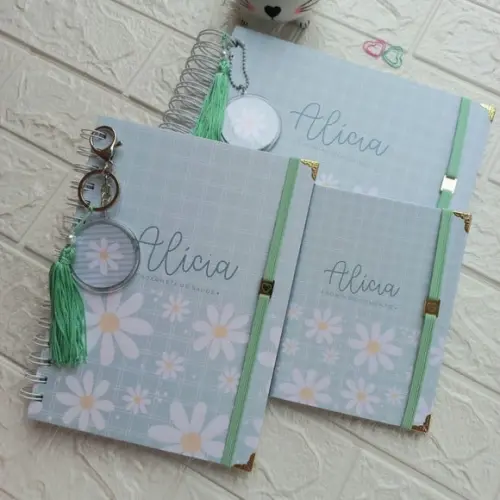 Kit Bebê Margaridas Personalizado com Caderneta e Livro do Bebê