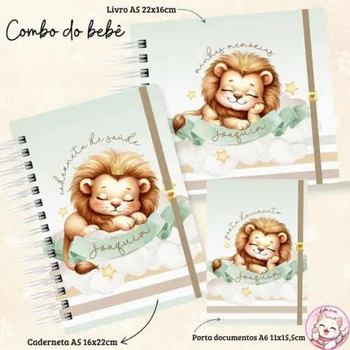 Kit Caderneta de Vacina, Livro do Bebê Leãozinho 01