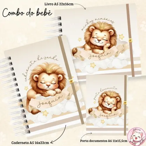 Kit Caderneta de Vacina, Livro do Bebê Leãozinho 01