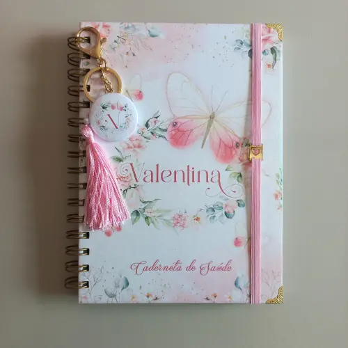 Caderneta de Vacina Borboleta Personalizada Luxo Bebê