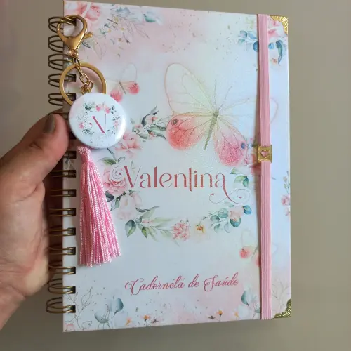 Caderneta de Vacina Borboleta Personalizada Luxo Bebê