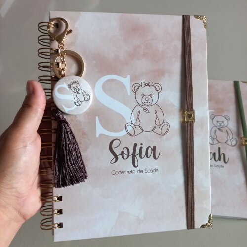 Caderneta Bebê Personalizada Minimalista com Nome Luxo