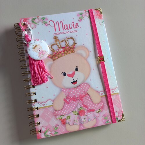 Caderneta de Vacinação Ursinha Personalizada Menina
