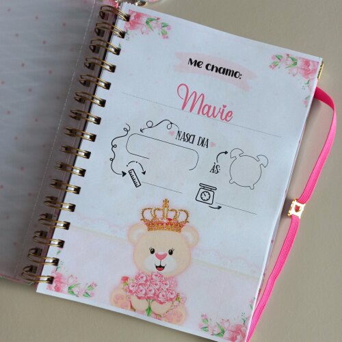 Caderneta de Vacinação Ursinha Personalizada Menina