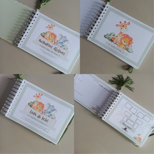 Kit Bebê Personalizado Safari Caderneta de Saúde  Livro do Beb?