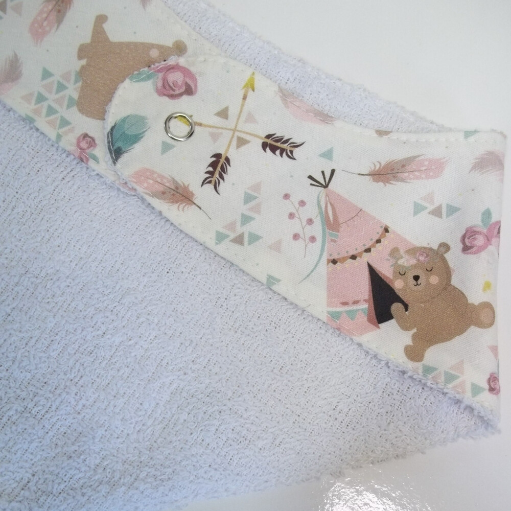 Babador Bandana Bebê Estampado Ursinho Floral Rosa - Estilo Boho