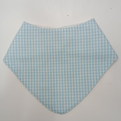 Babador Bandana Bebê Menino Xadrez Azul Claro - Algodão Absorve