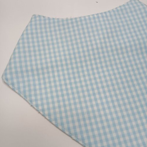 Babador Bandana Bebê Menino Xadrez Azul Claro - Algodão Absorve
