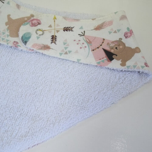Babador Bandana Bebê Estampado Ursinho Floral Rosa - Estilo Boho
