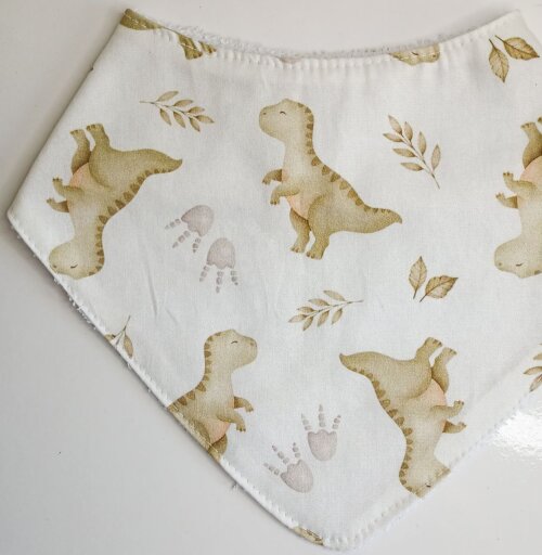Babador Bandana Bebê Dinossauro 100% Algodão Macio e Confortáv