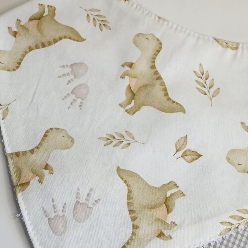 Babador Bandana Bebê Dinossauro 100% Algodão Macio e Confortáv