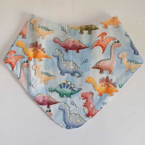 Babador Bandana Bebê Dinossauro 100% Algodão Dupla Face Absorvente Ajustável Menino | Pronta-Entrega