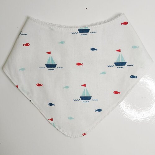 Babador Bandana Bebê Menino Náutico - 100% Algodão Dupla Face Ajustável | Pronta-Entrega