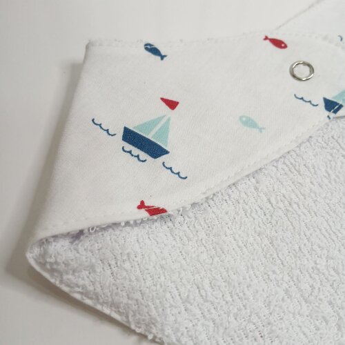 Babador Bandana Bebê Menino Náutico - 100% Algodão Dupla Face 