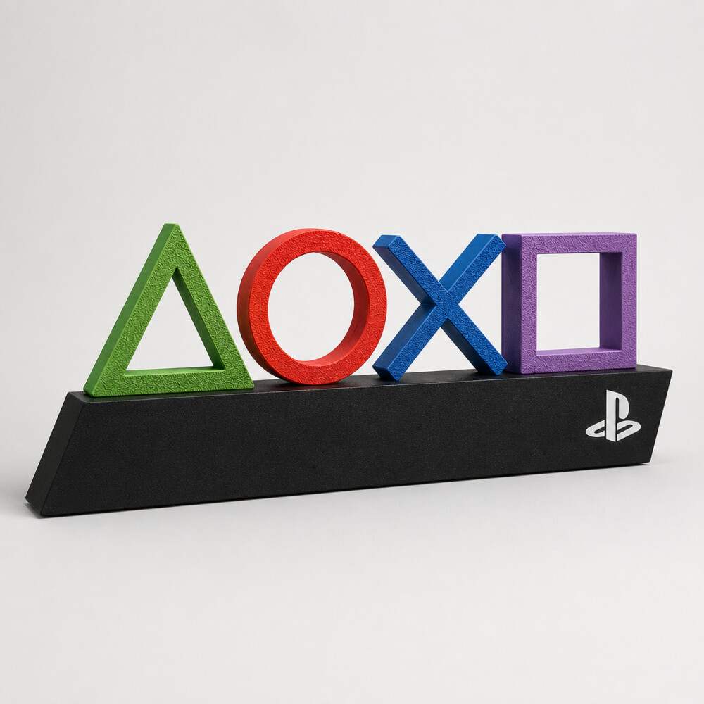 Decoração Gamer PlayStation com Símbolos | Letreiro Setup Geek