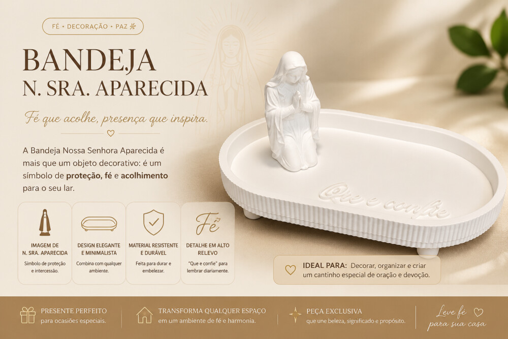 Bandeja  Decorativa - Porta velas, Objetos com nossa senhora - fr