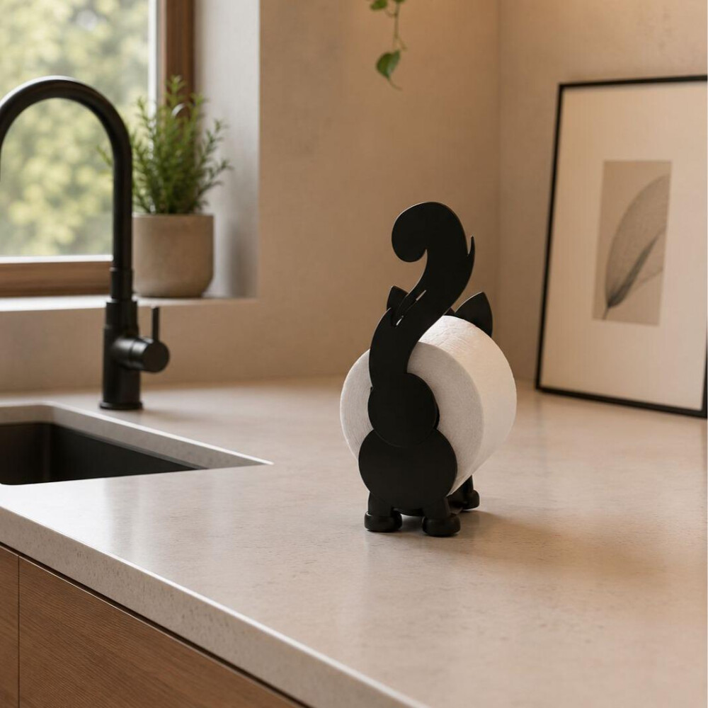Suporte Porta Papel Higienico Gato Preto Luxo - Decoração de ba