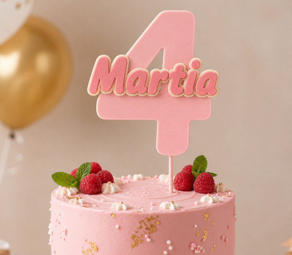 Topo de Bolo em 3D com Nome e Idade Personalizados | Decoração