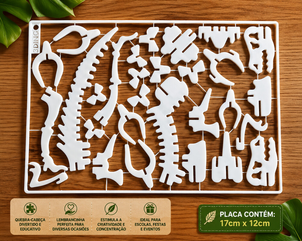Kit Dinossauro 3D Educativo para Montar - Lembrancinha de Festa