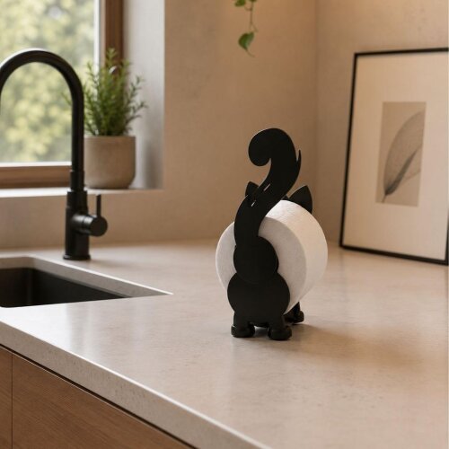 Suporte Porta Papel Higienico Gato Preto Luxo - Decoração de ba