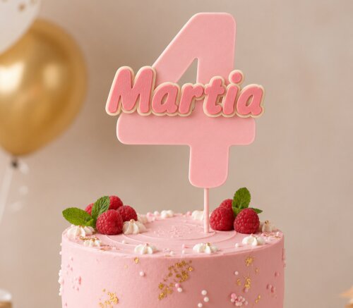 Topo de Bolo em 3D com Nome e Idade Personalizados | Decoração