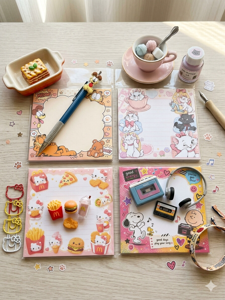 Kit 2 Bloco De Notas Fofas 9,5x9,5cm Lembrete E Recados