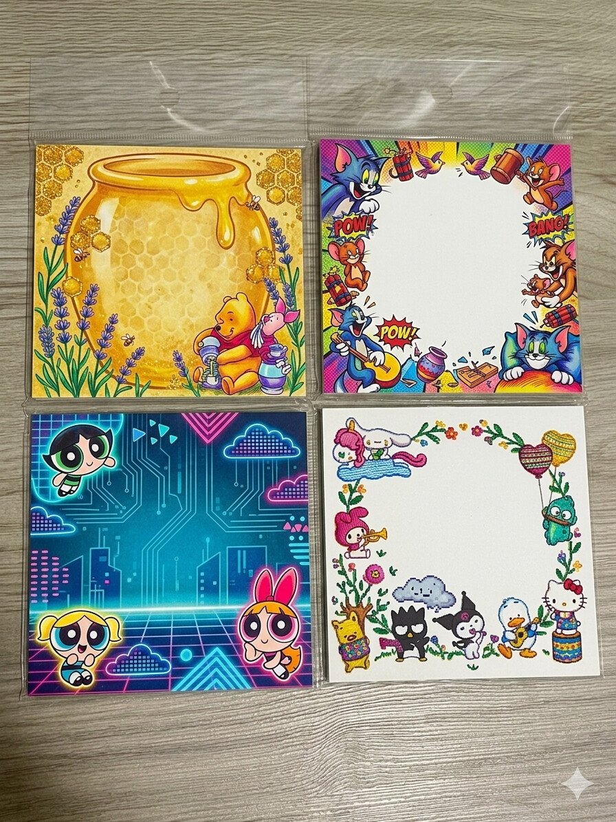 Kit 2 Bloco De Notas Fofas 9,5x9,5cm Lembrete E Recados