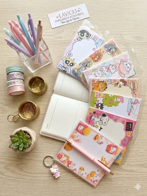 Kit 2 Bloco De Notas Fofas 9,5x9,5cm Lembrete E Recados