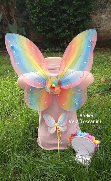 Asa de Fada Arco Iris para Criança Kit