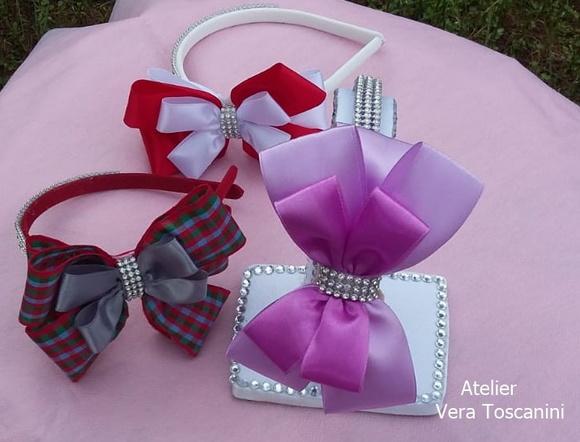 Tiara com laço fita de cetin